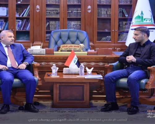 مدير عام البلديات يزور محافظة النجف ويلتقي بالسيد المحافظ لمناقشة توزيع الاراضي السكنية في مدينة السلام